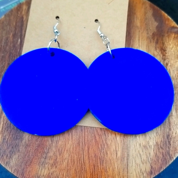 Handmade wood acrylic poured earrings - Picture 2 of 4